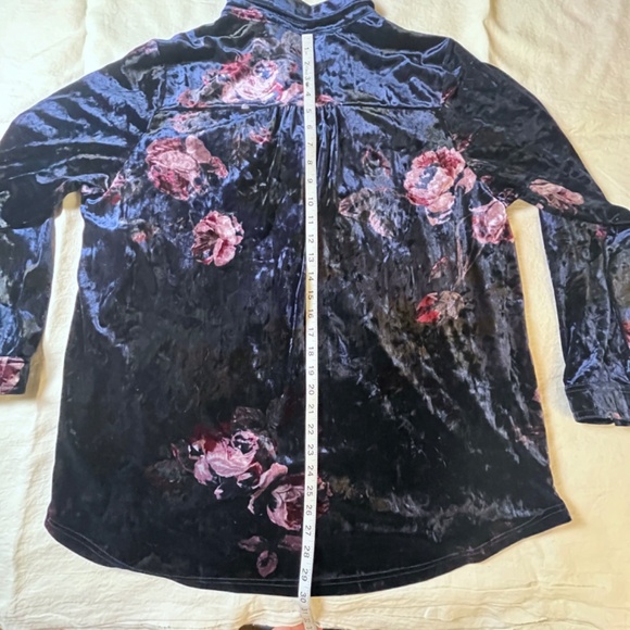 Women's Velvet L/S Floral Blouse Plus Size Dark Romance Whimsigoth Velour - Picture 8 of 10